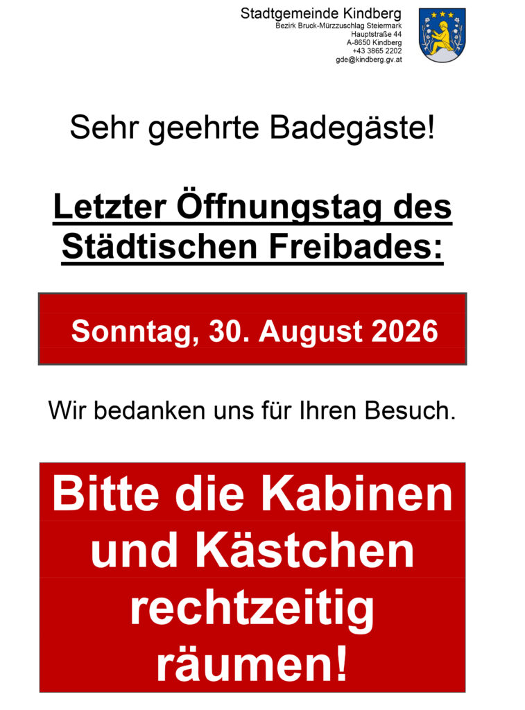 Freibad Saisonschluss 2026
